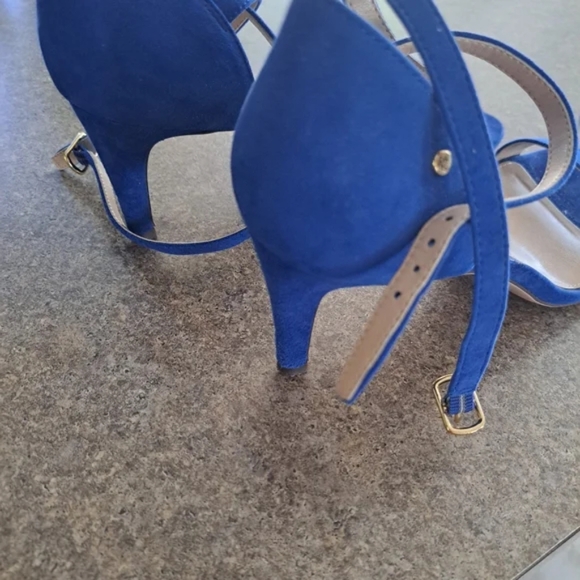 Ralph Lauren Electric Blue Kitten Heel Sandals - Picture 2 of 9